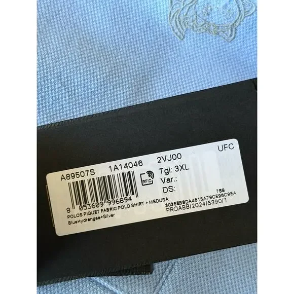 Versace Medusa Piquet Cotton Blue Short Sleeve Polo Shirt 5XL A89507S NWT